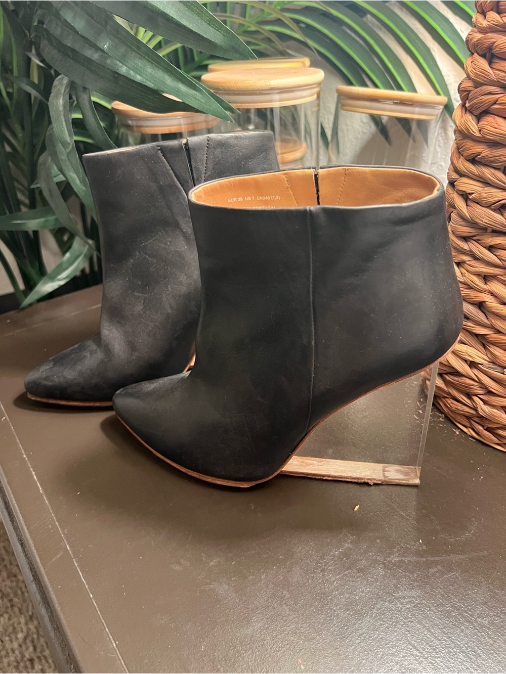 Margiela Maison Black Ankle boots Plexiglass Wedge Heel 38